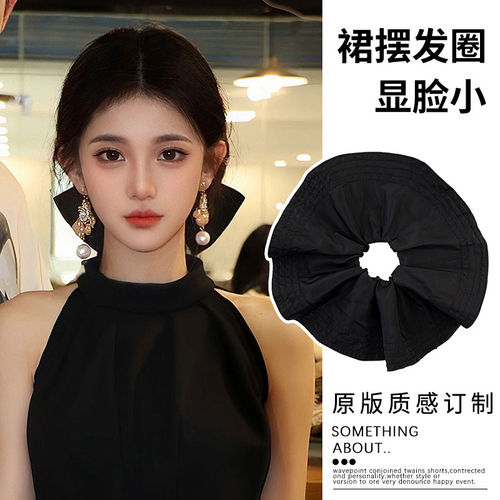高级的法式~黑色大蝴蝶结发圈