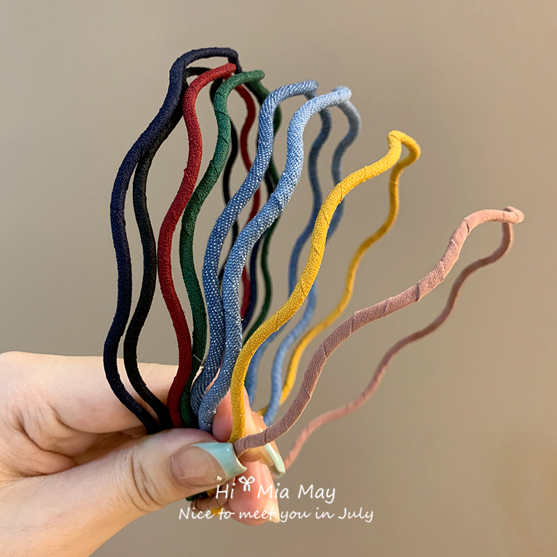 韩国进口极细牛仔布波浪发箍