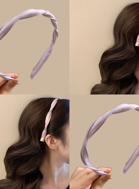 紫藤雾霾~复古紫色螺旋发箍女2025小众设计感洗脸一式两戴发卡夏