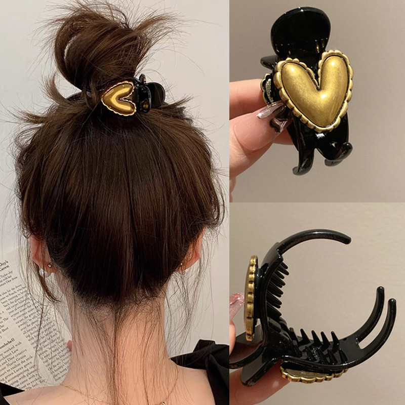 高级感爱心高马尾固定复古抓夹