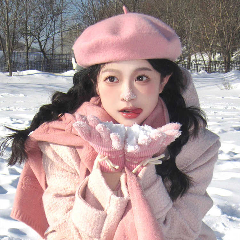 粉色贝雷帽女秋冬2025年新款