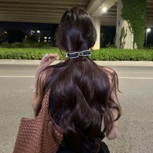 贵千金~韩国同款发饰小香风布艺蝴蝶结香蕉夹马尾发夹竖夹横夹女