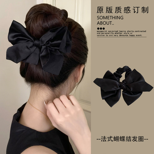 丸子头蝴蝶结发圈女高级感