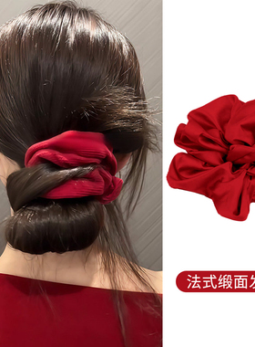 红色大肠发圈女！2025新款新年发饰后脑勺头花盘发器过年皮筋头绳