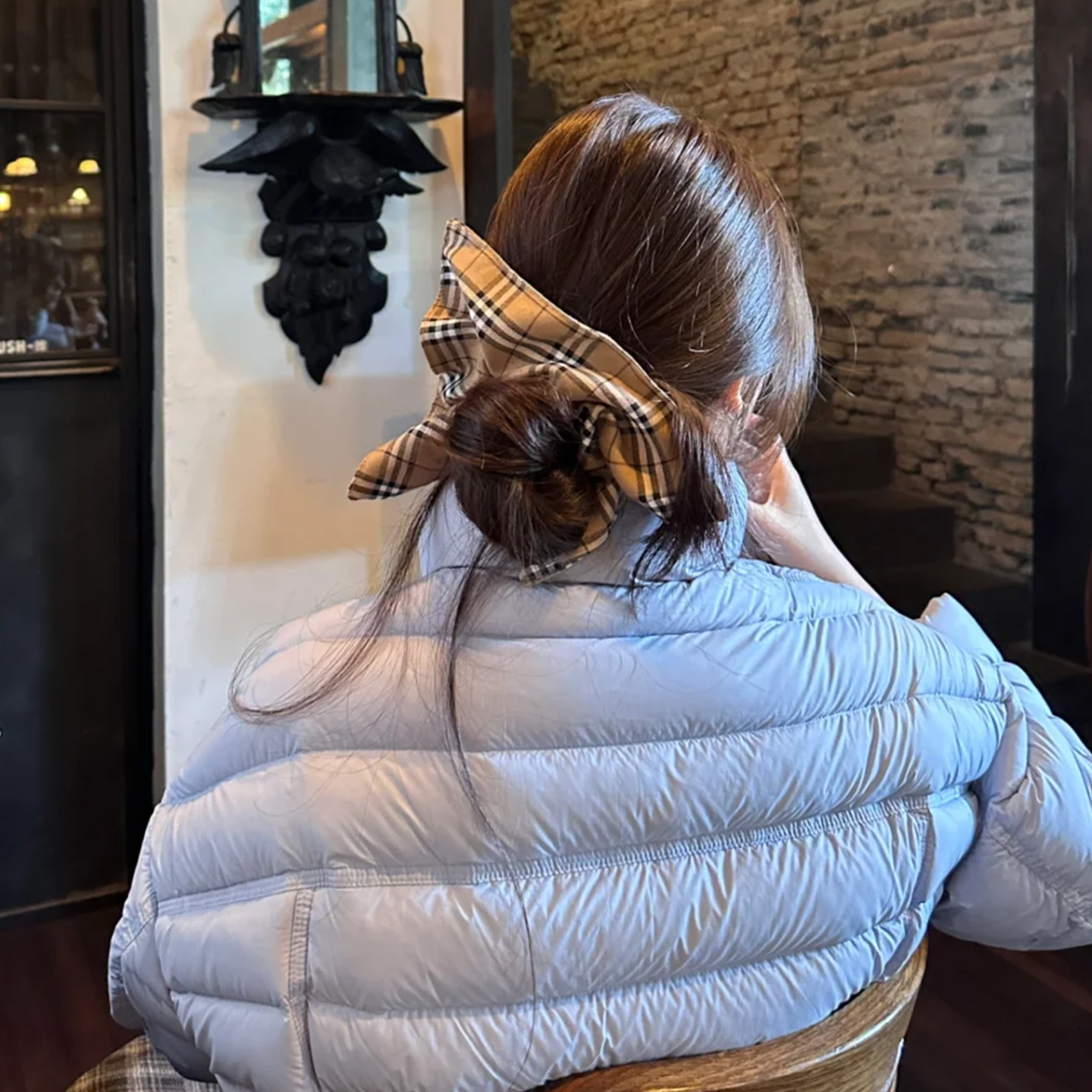 格纹控~复古格纹方巾大肠发圈女2025年新款韩系ins高级感发绳头绳