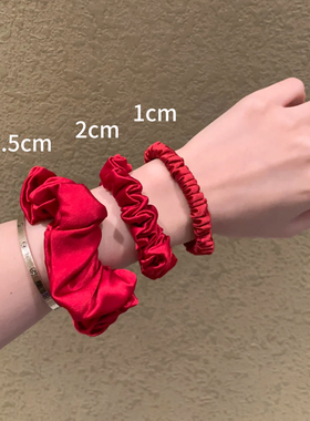 19姆米100%真丝小肠圈~过新年女绝美红色发圈2025年新款护发皮筋