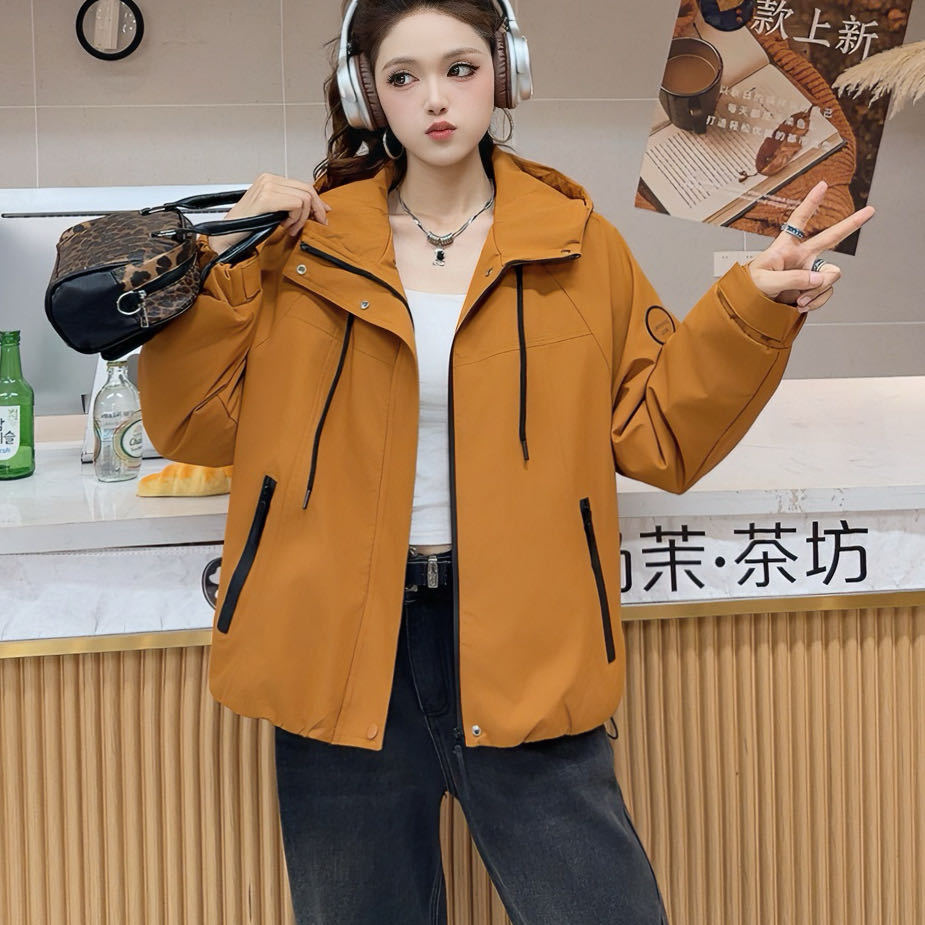 加绒加厚韩版休闲风连帽短外套女二棉宽松拉链口袋百搭夹克上衣潮