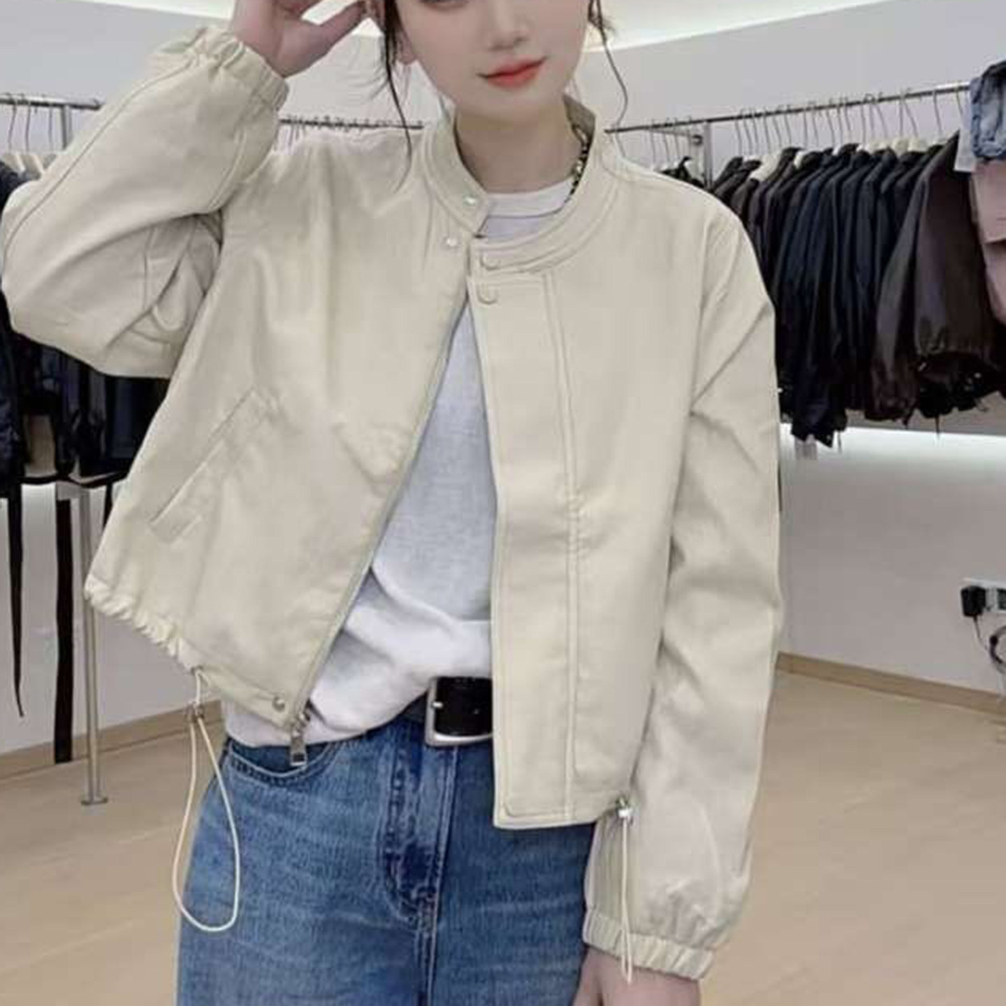 港风复古时尚机车皮衣短外套女2026春季新款宽松显瘦百搭夹克上衣,女装/女士精品,短外套,淘宝优惠券,粉丝福利购,淘宝优惠卷