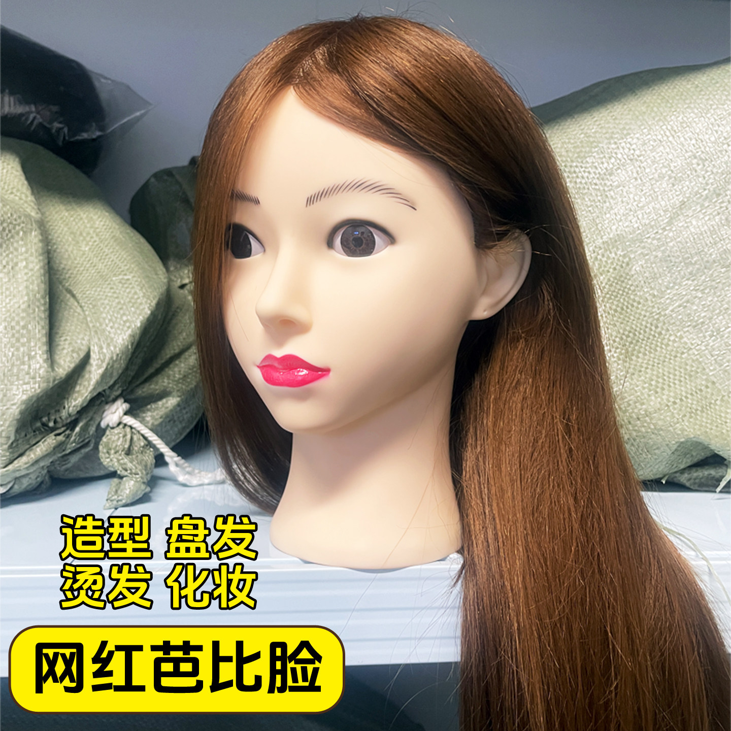 化妆师真发可烫卷编发头模