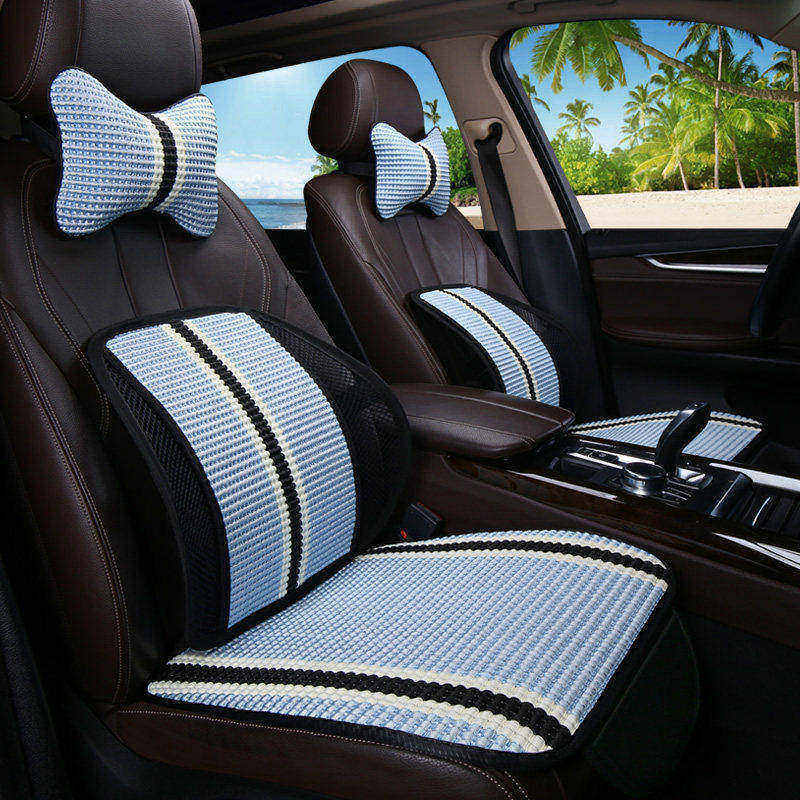 汽车坐垫三件套冰丝透气通风座套夏季座椅车垫座垫子四季通用可爱