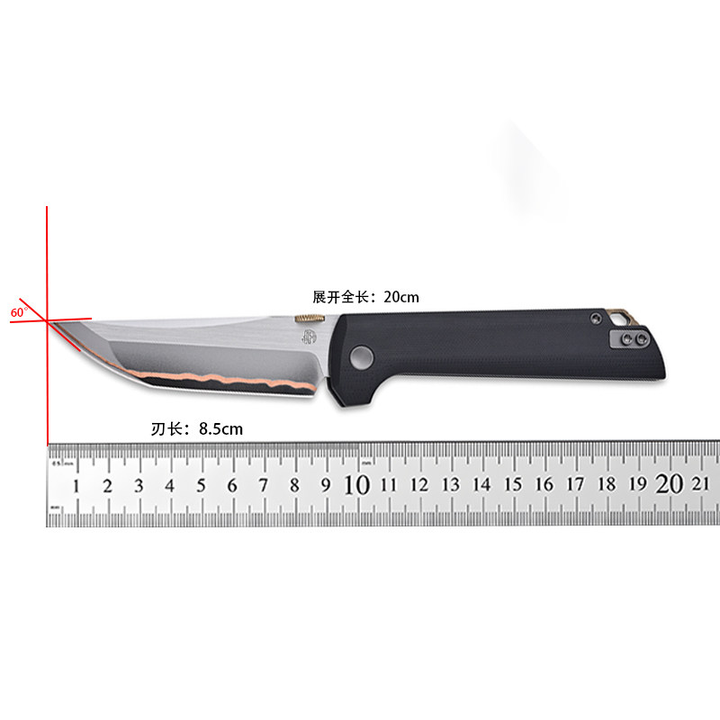 北山物志斩2 SLD夹铜五层钢EDC折叠G10手柄户外便携式露营水果刀