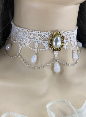 白色Lolita原创百搭蕾丝项链