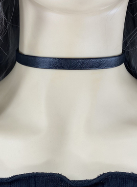 choker黑色PU皮质颈环项链