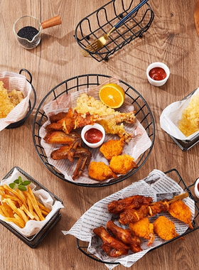 薯条篮创意装油炸食品篮小吃筐炸鸡盘子酒吧专用小食篮奶茶店餐具