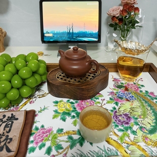 丹凤朝阳高两河手绘陶瓷茶托盘高颜值收纳好物客厅餐厅送礼商务