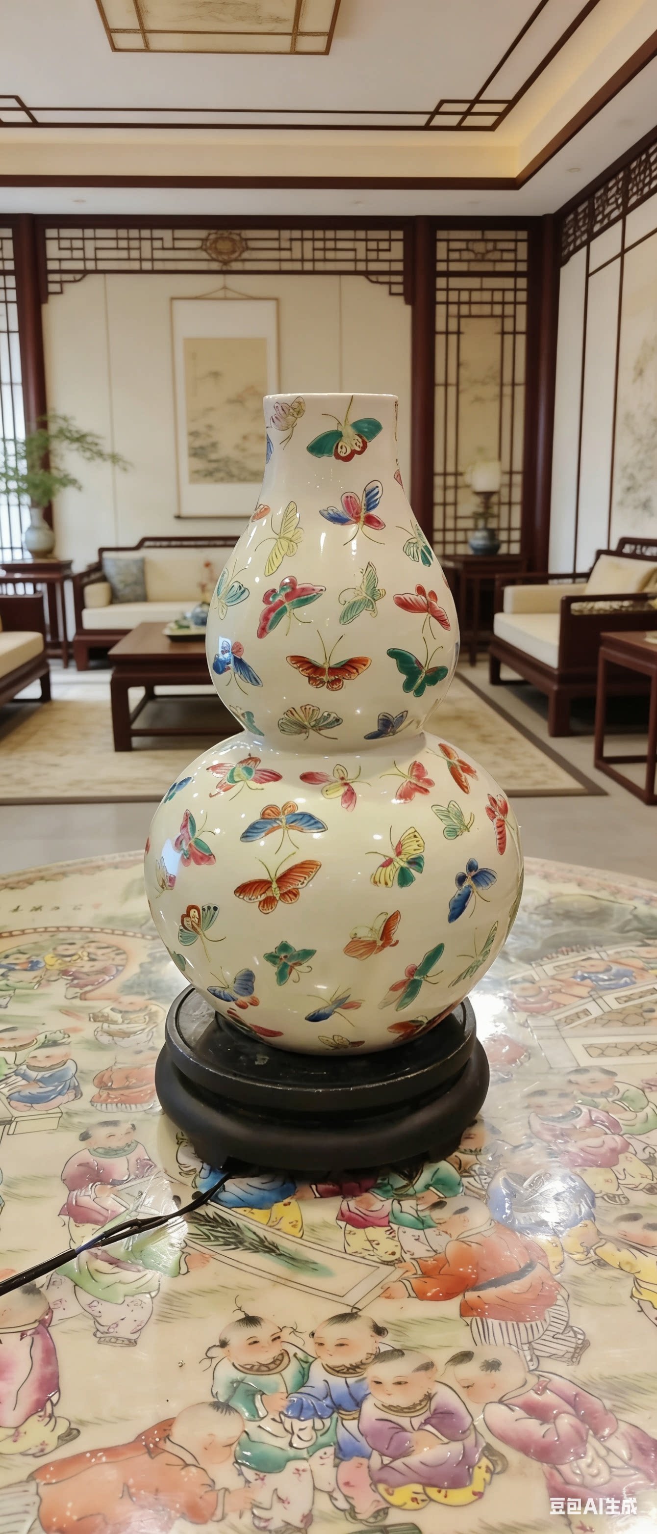 葫芦瓶高两河手绘粉彩瓷器花瓶插花福禄送礼自用乔迁多宝阁博古架