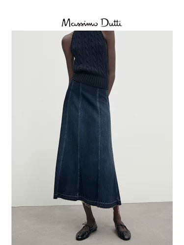 Демисезонная ретро дизайнерская джинсовая юбка, 2023, длина миди, А-силуэт