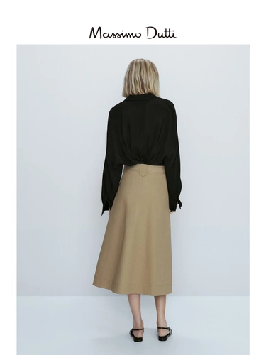 Massimo Dutti Весенняя дизайнерская комфортная юбка, длина миди, А-силуэт