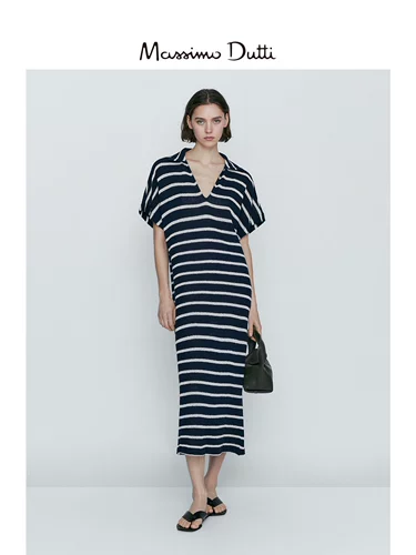 New Jitehui Massimodti Женская одежда 2023 Осень Новый праздник хлопковой хлопковой батончики Polo Prolo платье воротника 0642796401