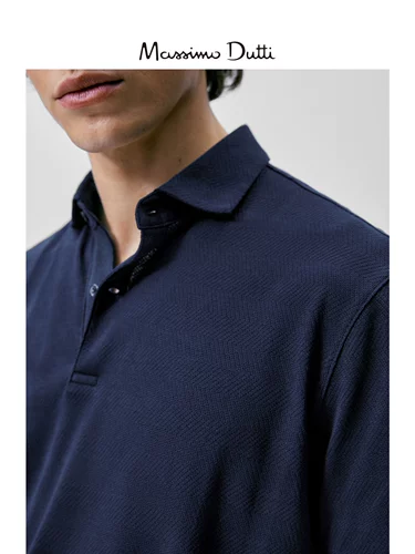 Massimo Dutti Мужской 2024 весна и летний новый продукт простая работа -в стиле хлопка с короткой рубашкой поло 00725275404