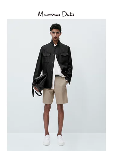 Massimo Dutti, летние комфортные однотонные шорты, коллекция 2023, облегающий крой