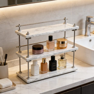 大理石卫生间置物架化妆品轻奢台面浴室洗漱台洗手间用品收纳架子