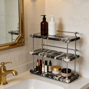 大理石卫生间置物架化妆品轻奢台面浴室洗漱台洗手间用品收纳架子