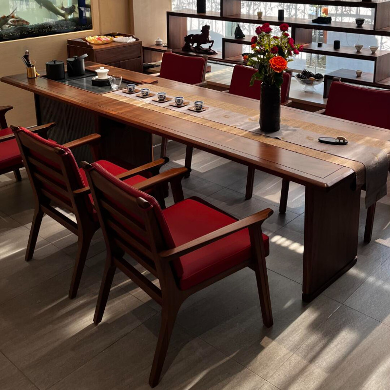 新中式黑胡桃木茶桌椅组合实木禅意简约高端办公茶室一体式泡茶台,住宅家具,家用茶台/茶桌,淘宝优惠券,粉丝福利购,淘宝优惠卷