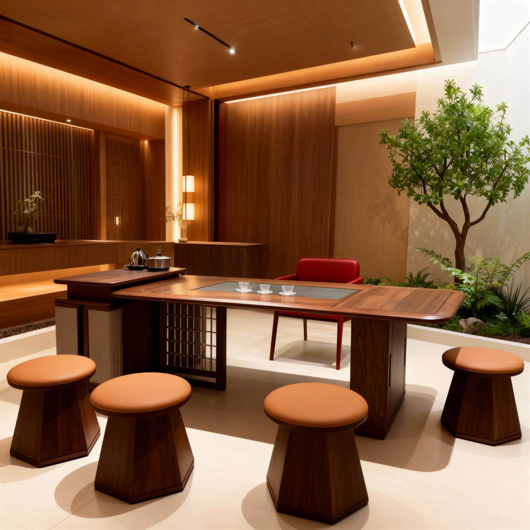 新中式原木茶桌椅组合家用