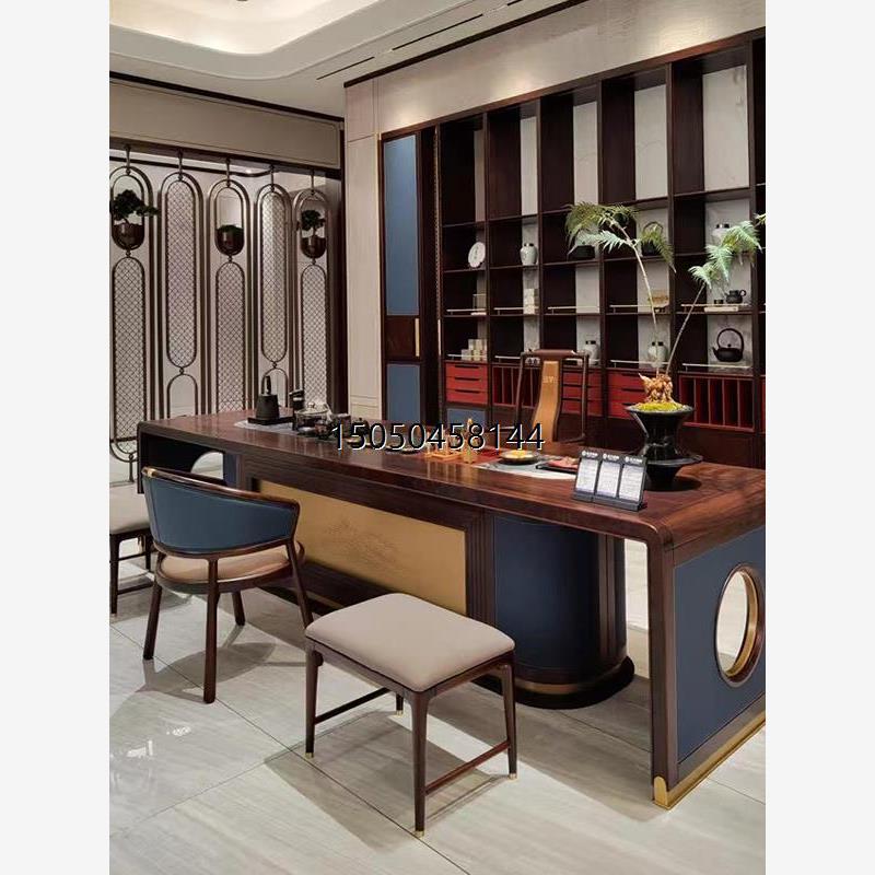 别墅大气新中式实木茶桌定