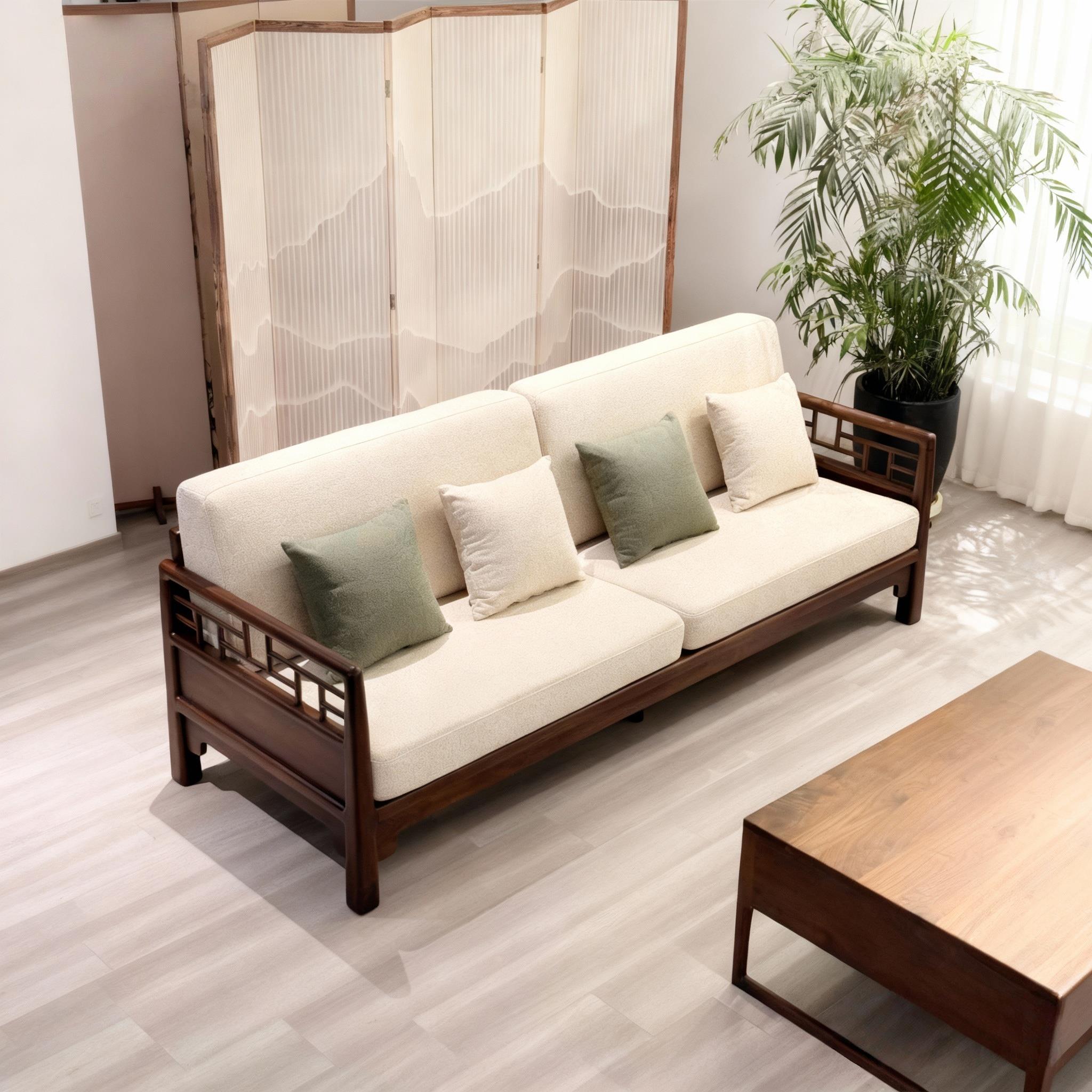 宋式美学侘寂风实木沙发新