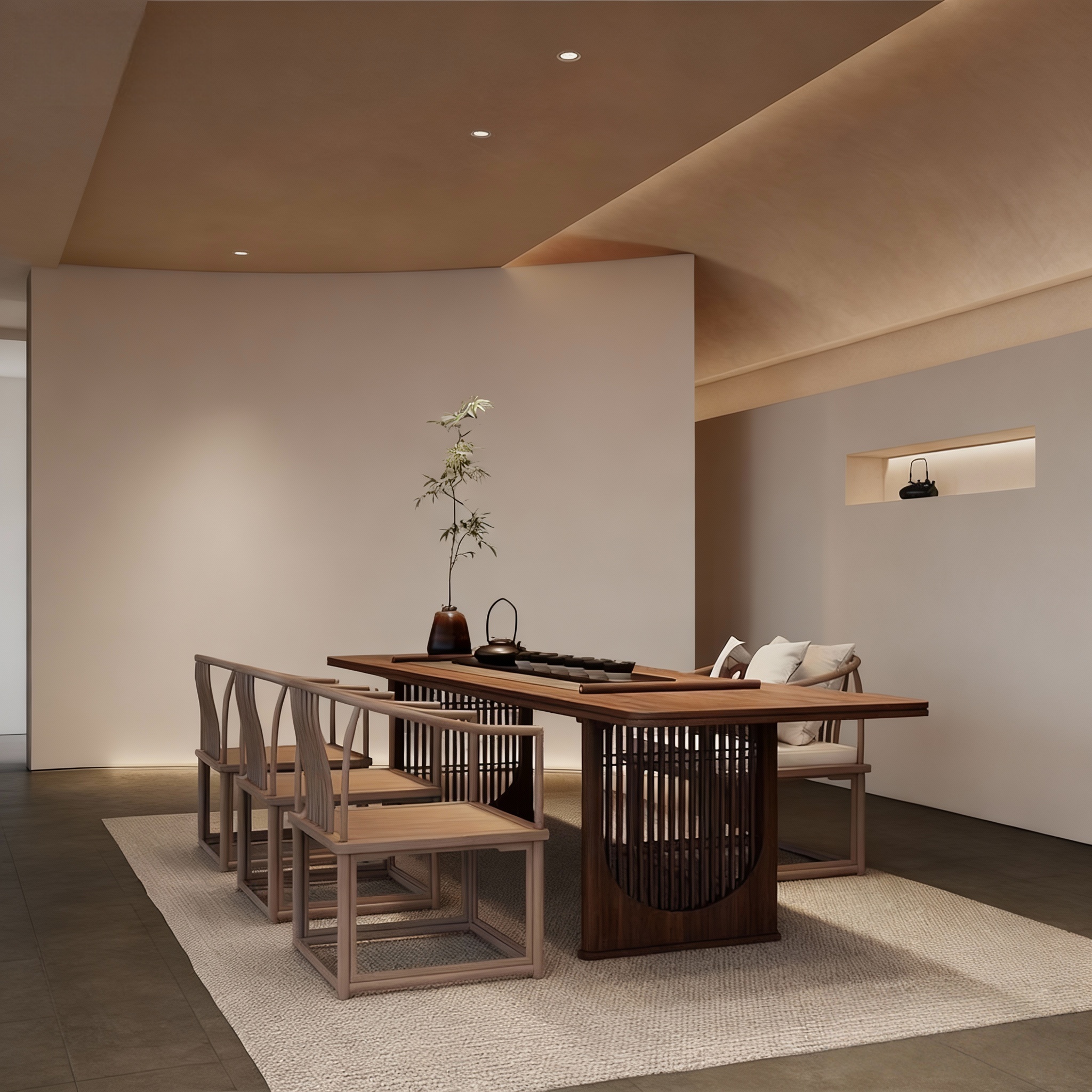 新中国风功夫茶几现代实木