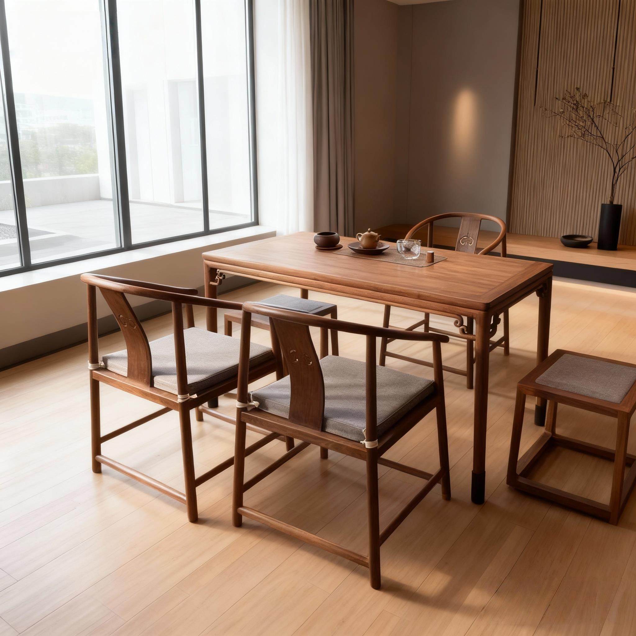 新中式实木茶桌椅组合简约