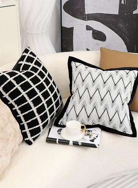 Atmosphere氛围现代轻奢羊毛绒沙发抱枕靠垫套样板设计客厅靠背枕