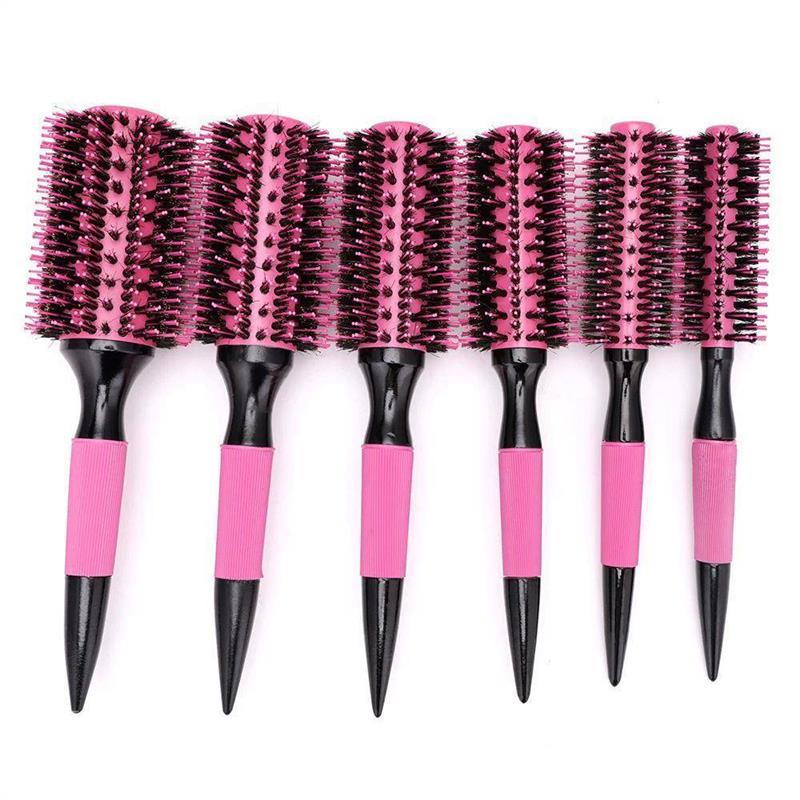 Wooden Round Hair Comb Brush With Boar Bristle Mix Nylon Sty
