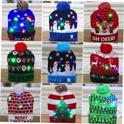 Christmas decoration knitted Santa hat colorful glow 圣诞帽