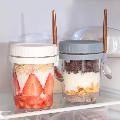 1pcs Overnight Oats Container Milk Fruit Salad Food Storage