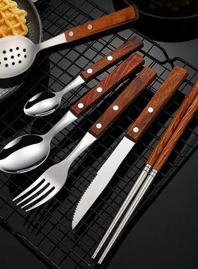 WORTHBUY Wooden Hle Cutlery Set 304 Stainless Steel Dinne