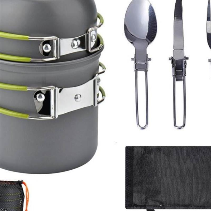 Portable camping cookware with tableware 锅具野营炊具带餐具