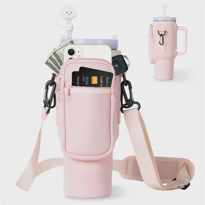 Water Bottle Carrier Bag with Phone Poet for Stanley 40oz
