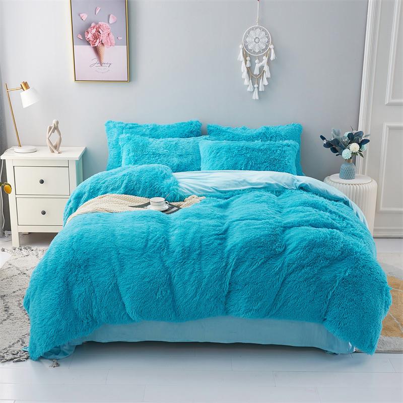 Plush Fluffy Bedding Blanket Duvet Cover Set bed sheet sets