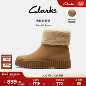 女士秋冬复古时尚 Clarks其乐Torhill Turn新品 保暖加绒厚底雪地靴