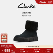 Clarks其乐Torhill 小黑鞋 Turn秋冬女复古保暖加绒厚底雪地靴