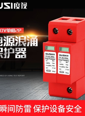 220v电源防雷器模块20KA40ka三级单相2P浪涌避雷保护器弱电箱监控