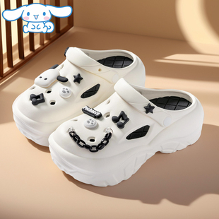 夏季 三丽鸥洞洞鞋 凯蒂猫包头拖鞋 女款 厚底 外穿增高大学生沙滩凉鞋