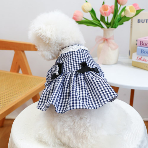 petcircle蝴蝶结格子裙猫小型犬