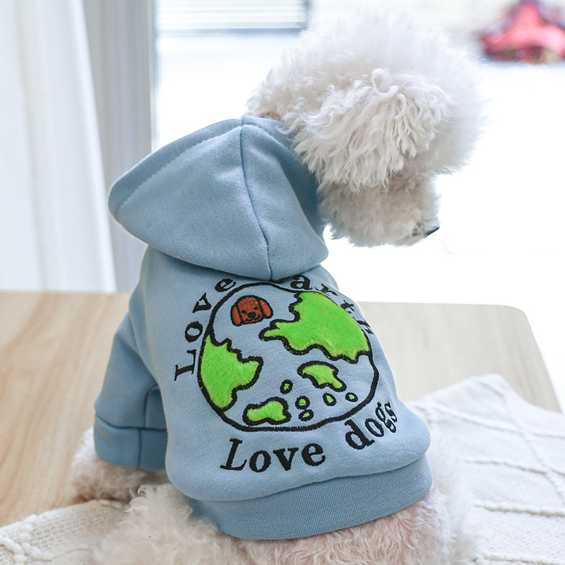 PETCIRCLE宠物小狗狗比熊衣服卡通卫衣猫咪小型犬休闲蓝色两脚衣-封面