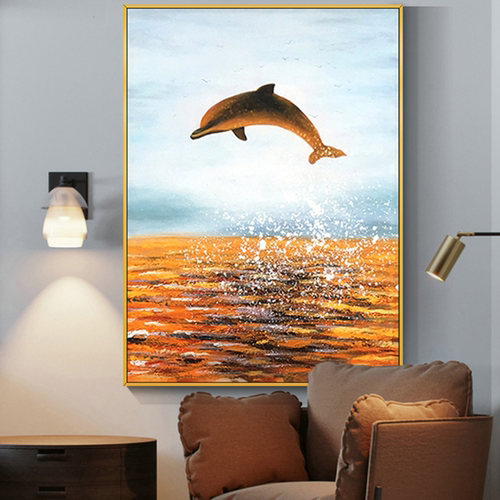 海豚油画价格 海豚油画图片 星期三