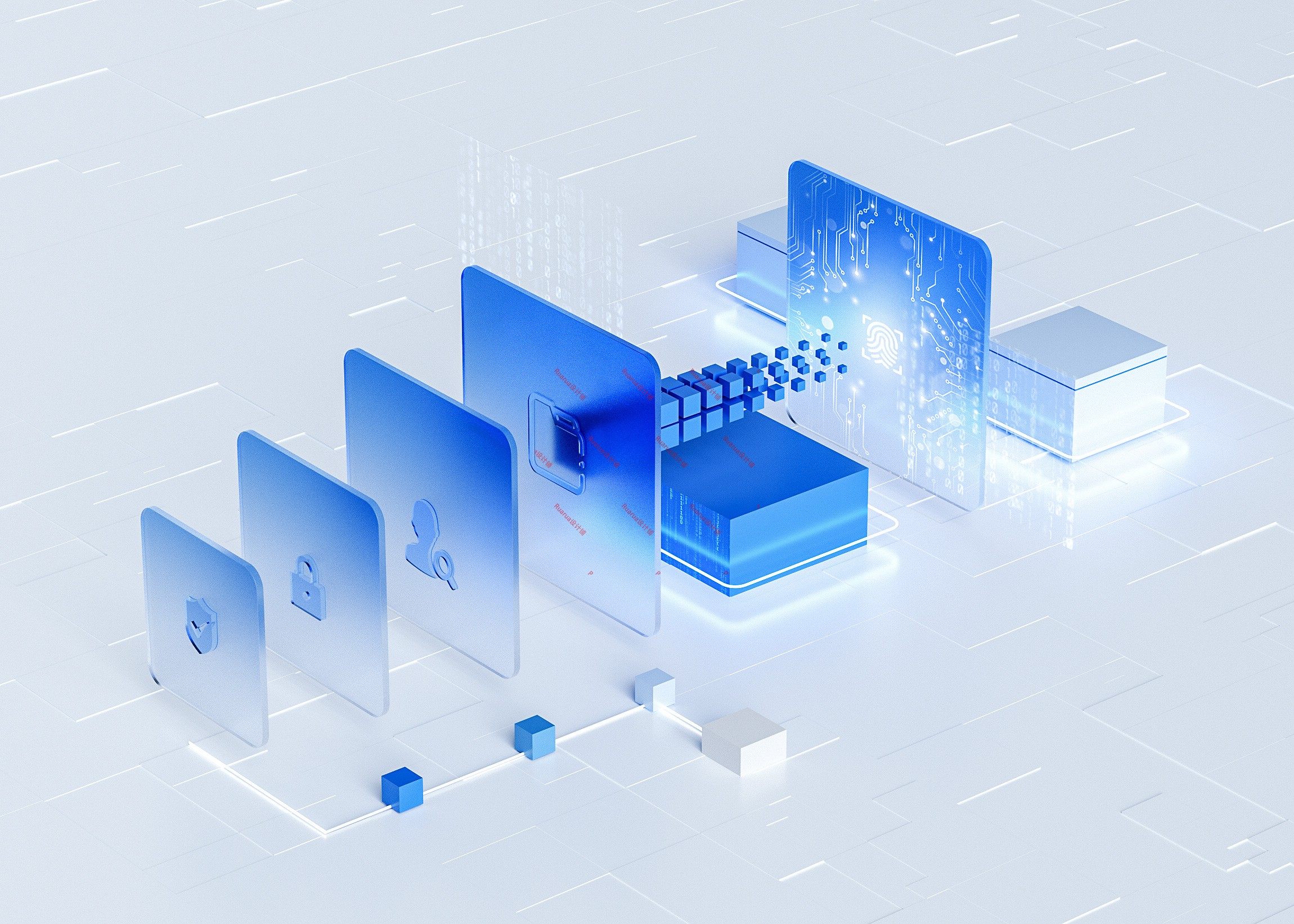微软风格区块链科技感场景图标c4d渲染网页3d工程oc材质源文件