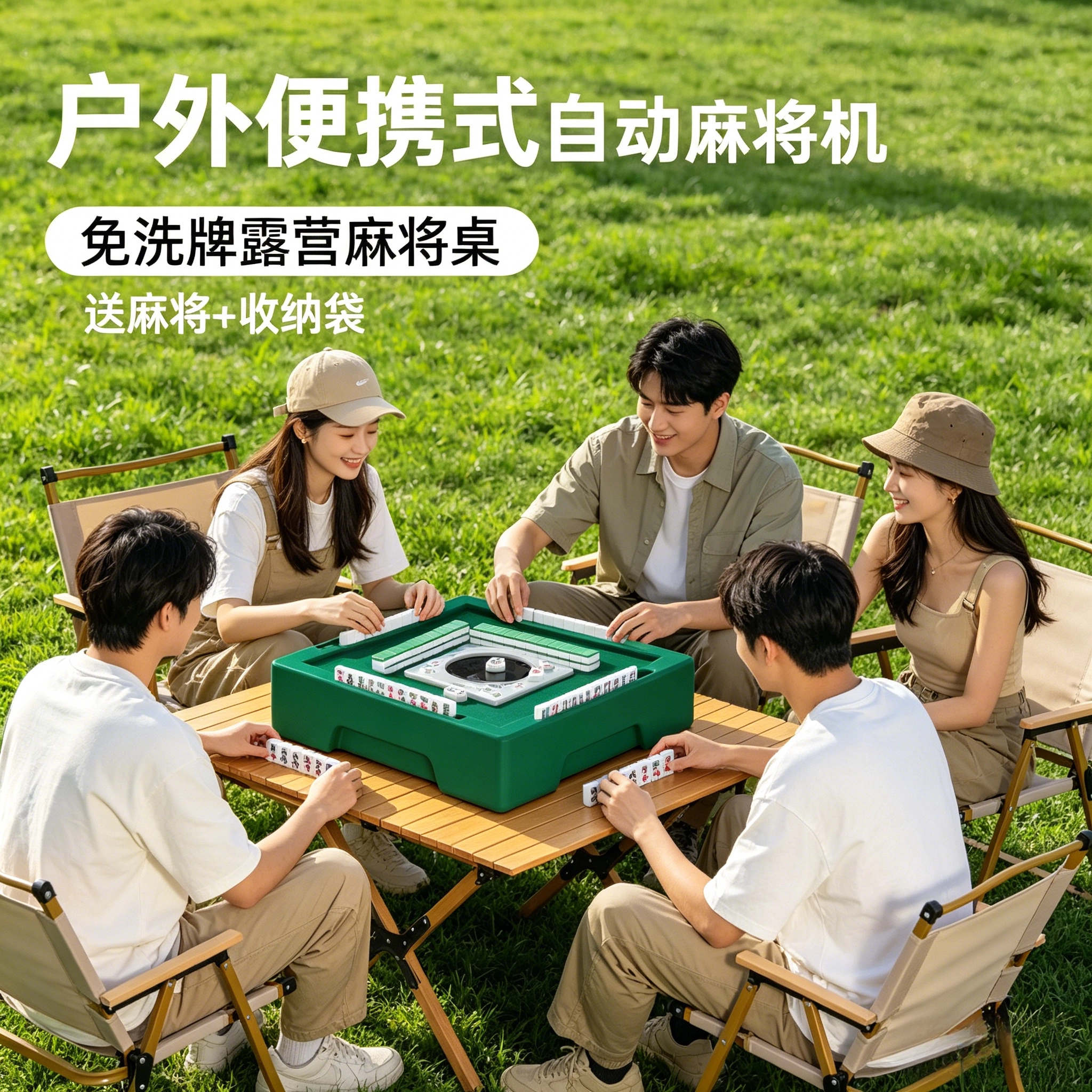 便携自动麻将机露营折叠桌